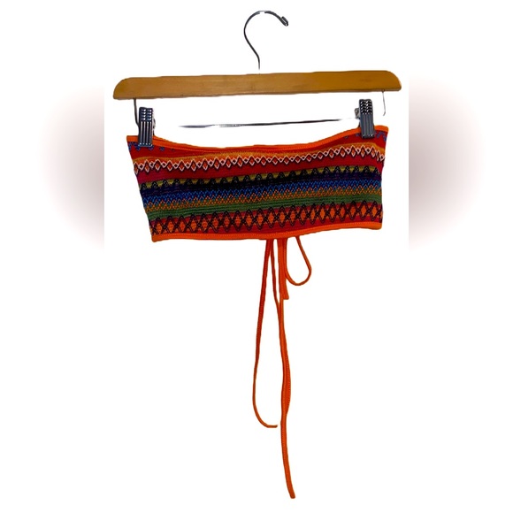 SHEIN ICON Geo Print Contrast Binding Tie Backless Crop Halter Top & Skirt Sz Sm - Picture 6 of 7